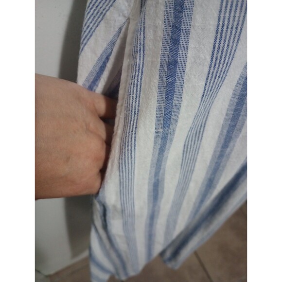 Croft & Barrow Fit & Flare Maxi Dress V-neck Pockets Belted Blue White Striped L - Picture 5 of 8